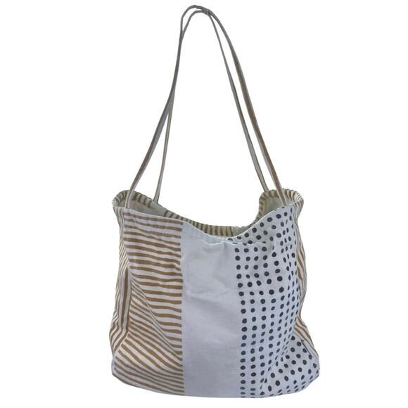 FEED Projects Women's Multicolor Stripe Polka Dots Colorblock Tote HandBag - Picture 1 of 5